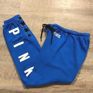 Pink victoria secret lace up sweatpants
